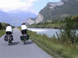 Route 2 follows the Rhine from just after Fläsch, 18.4 miles into the ride